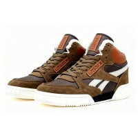 Reebok Classic Leather Mid Brown White с мехом