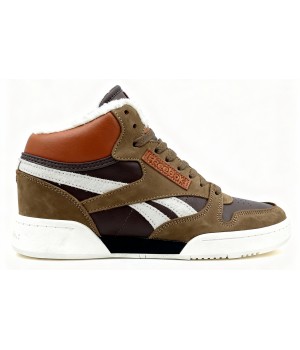 Reebok Classic Leather Mid Brown White с мехом